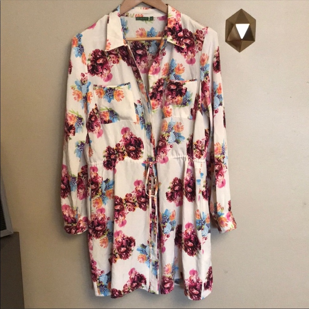 The Letter Floral Silk Shirt Dress
